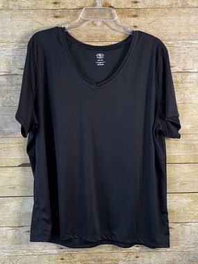 Athletic Works Black V-Neck Short Sleeve Active Top